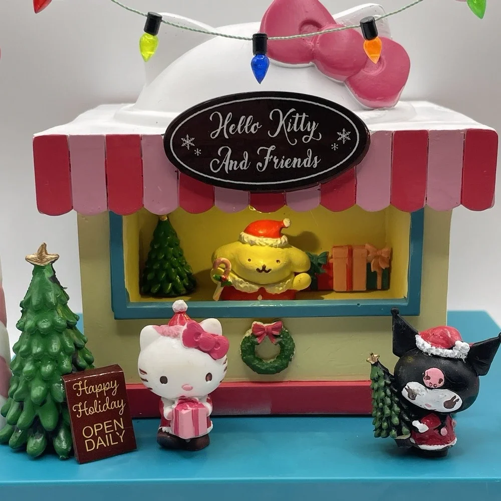 Hello Kitty Kuromi Pompompurin Light Up Christmas Candy Cane Village Sanrio NEW